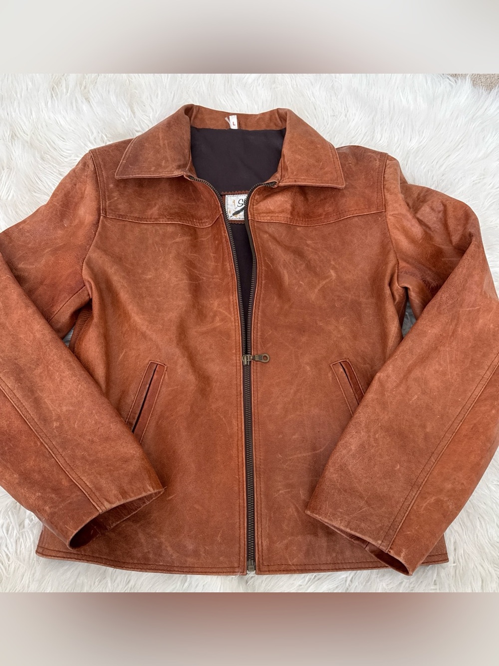 Men's Cognac Brown Suede Zip Bomber Jacket